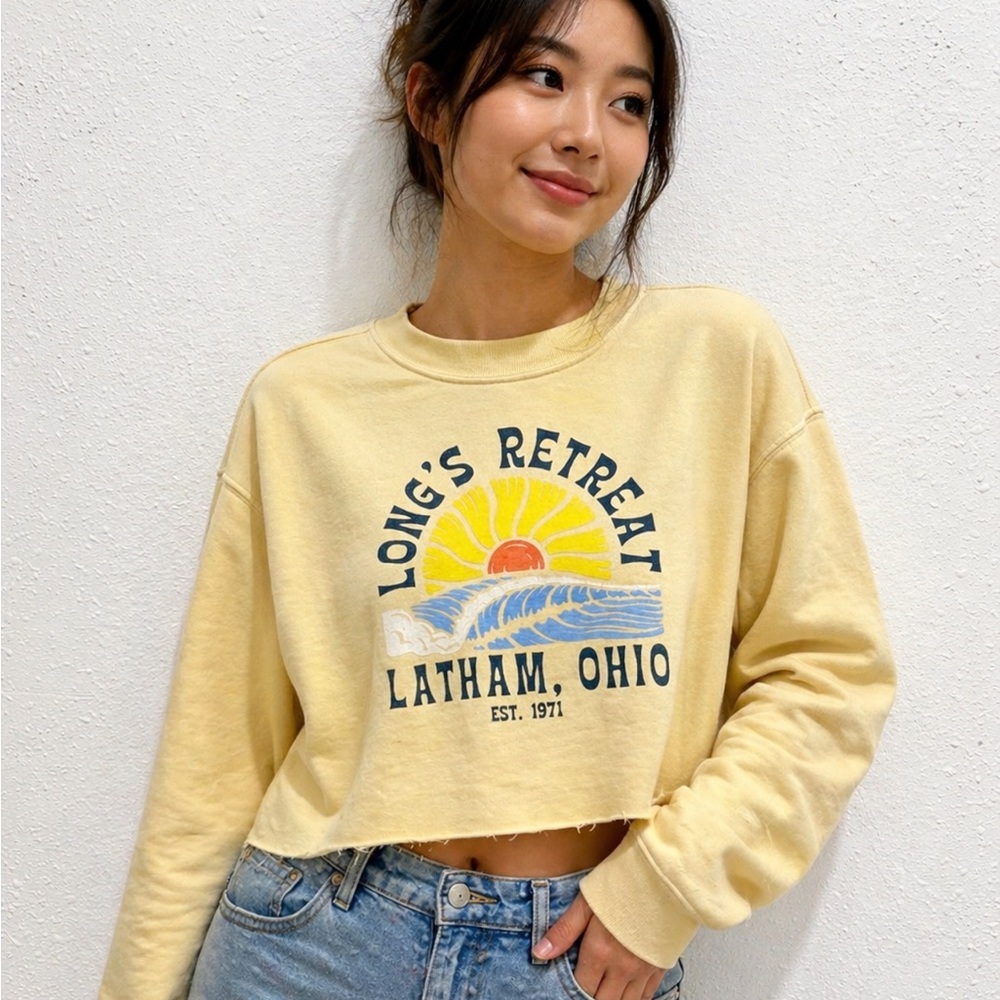 Blue‎ 84 Yellow Latham Ohio Cropped Sweatshirt M - Picture 7 of 7